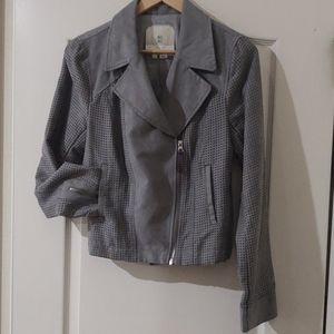 Grey faux suede moto jacket